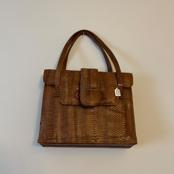 House of Reptiles 8” Crocodile Satchel Handbag 5” Strap Free Ship Vintage - Picture 1 of 6